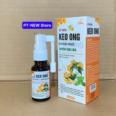 Xịt Họng Keo Ong Nano Bạc Xuyên Tâm Liên 20ml-Hỗ trợ giảm ho, rát họng, các vấn đề về hô hấp