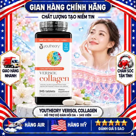VIÊN UỐNG COLLAGEN YOUTHEORY VERISOL MẪU MỚI MỸ HỘP 345 VIÊN