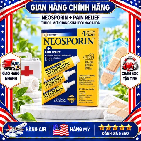 KEM BÔI LIỀN SẸO DỊU DA NEOSPORIN + PAIN RELIEF MỸ HỘP 3 TUÝP