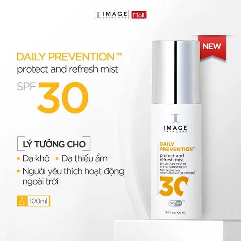Xịt Chống Nắng Image Skincare Daily Prevention Mist SPF 30 - Bảo Vệ Da, Dưỡng Ẩm, Tươi Mát Mỗi Ngày, Dễ Dàng Mang Theo 890087