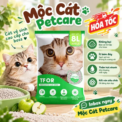 CÁT VỆ SINH CHO MÈO TFOR 3KG5/TÚI BENTONITE-CHẤT LƯỢNG CAO-ÍT BỤI-KHỬ MÙI TỐT-VÓN CHẮC CHẮN