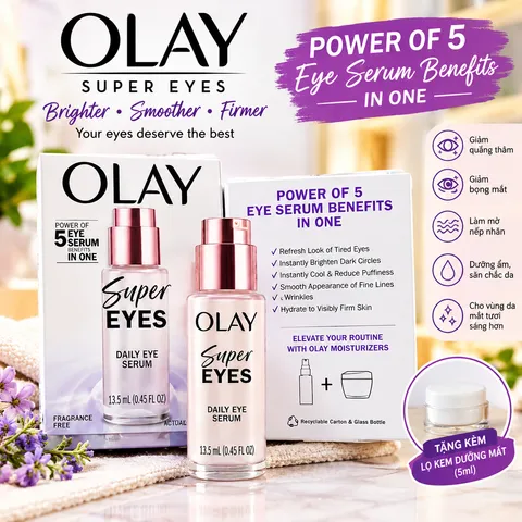 Olay Super Eyes Daily Eye Serum – Serum Dưỡng Mắt 13.5ml – Giúp Làm Sáng Vùng Da Quanh Mắt, Giảm Bọng Mắt & Làm Mờ Nếp Nhăn