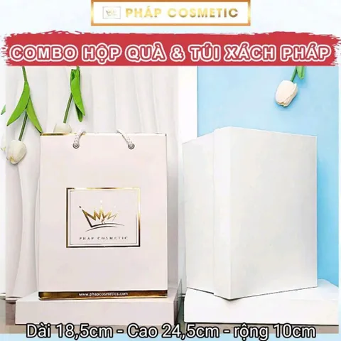 Hộp quà xịn cao cấp + túi giấy tặng kèm giấy rơm hồng  CÓ HOẢ TỐC