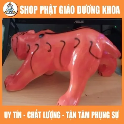 Tượng thờ hổ cam dài 30cm, cao 15cm đất nung