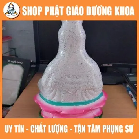 Tôn tượng quan âm 30cm trắng vẻ hồng cực đẹp bằn đất nung