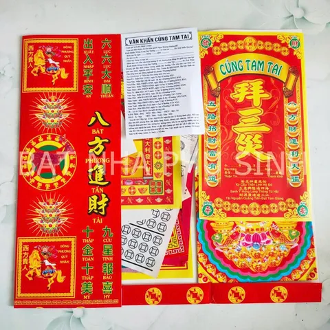 Bộ giấy cúng TAM TAI cho NAM và Nữ xếp sẳn như ảnh (kèm văn khấn) 890591