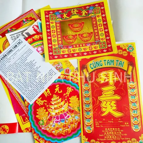 Bộ giấy cúng TAM TAI cho NAM và Nữ xếp sẳn như ảnh (kèm văn khấn) 890591