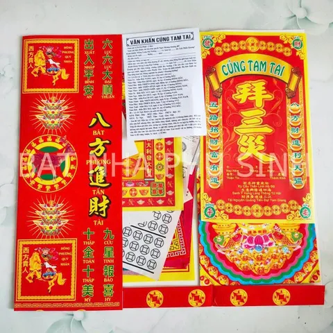 Bộ giấy cúng TAM TAI cho NAM và Nữ xếp sẳn như ảnh (kèm văn khấn) 890591
