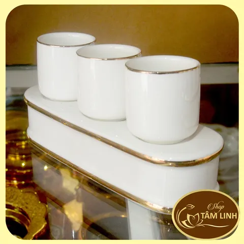 Án ba-Bộ ba ly nước thờ cúng bàn thờ GỐM SỨ CAO CẤP 890622