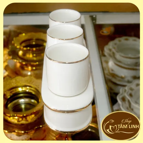Án ba-Bộ ba ly nước thờ cúng bàn thờ GỐM SỨ CAO CẤP 890622