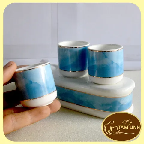 Án ba-Bộ ba ly nước thờ cúng bàn thờ GỐM SỨ CAO CẤP 890622