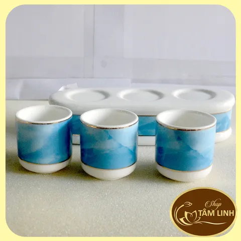 Án ba-Bộ ba ly nước thờ cúng bàn thờ GỐM SỨ CAO CẤP 890622
