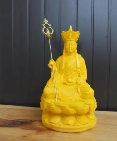Tượng Địa Tạng Vương Bồ Tát 17cm dáng ngồi bằng đá đúc (nhiều màu sắc). Trang trí trên ô tô, tiểu cảnh, bonsai, ghép lũa 890642