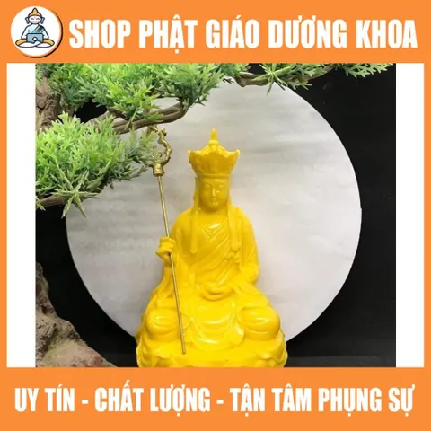 Tượng Địa Tạng Vương Bồ Tát 17cm dáng ngồi bằng đá đúc (nhiều màu sắc). Trang trí trên ô tô, tiểu cảnh, bonsai, ghép lũa 890642