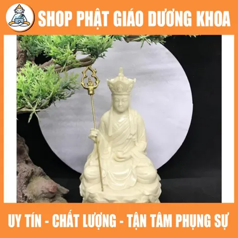 Tượng Địa Tạng Vương Bồ Tát 17cm dáng ngồi bằng đá đúc (nhiều màu sắc). Trang trí trên ô tô, tiểu cảnh, bonsai, ghép lũa 890642