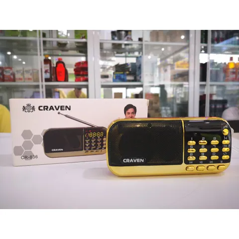 Tặng cốc - ·Máy Nghe Pháp Craven 853 CÓ 3 PIN -  có  Khe gắn Thẻ Nhớ phù hợp với người lớn tuổi, Loa Caraven CR-853 3 pin siêu trâu nghe nhạc thẻ nhớ USB nghe đài FM nghe kinh phật tập thể dục USB FM 