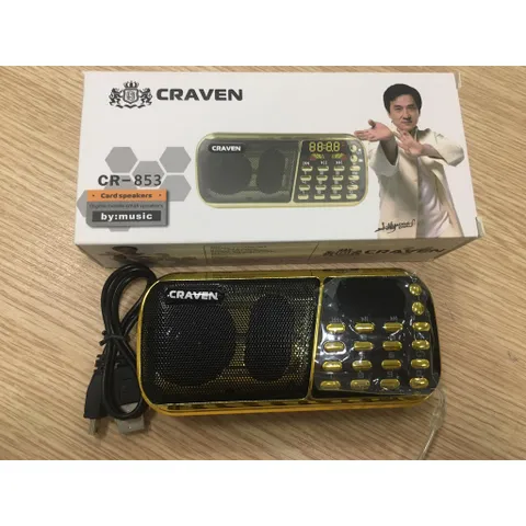 Tặng cốc - ·Máy Nghe Pháp Craven 853 CÓ 3 PIN -  có  Khe gắn Thẻ Nhớ phù hợp với người lớn tuổi, Loa Caraven CR-853 3 pin siêu trâu nghe nhạc thẻ nhớ USB nghe đài FM nghe kinh phật tập thể dục USB FM 