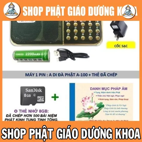 Máy nghe pháp A Di Đà Phật A100 - Loa mp3 A-100 đa năng nghe nhạc kinh phật đài FM - Loại 1 pin - thẻ nhớ - 3W DƯƠNG KHOA SHOP 890713