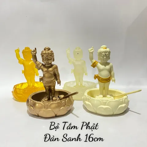 Bộ Tắm Phật Đản Sanh Mini Cao 16cm Gía Rẻ Kèm Gáo Nước Và Chậu 890715