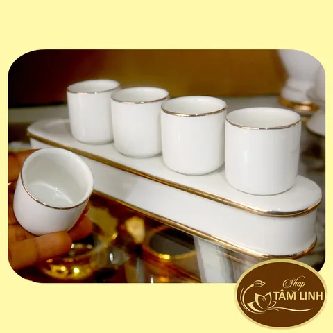 Án năm-Bộ năm ly nước thờ cúng bàn thờ GỐM SỨ CAO CẤP 890731