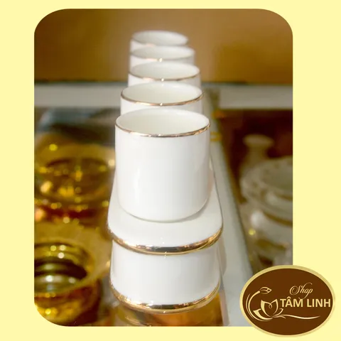 Án năm-Bộ năm ly nước thờ cúng bàn thờ GỐM SỨ CAO CẤP 890731