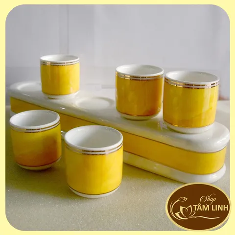 Án năm-Bộ năm ly nước thờ cúng bàn thờ GỐM SỨ CAO CẤP 890731