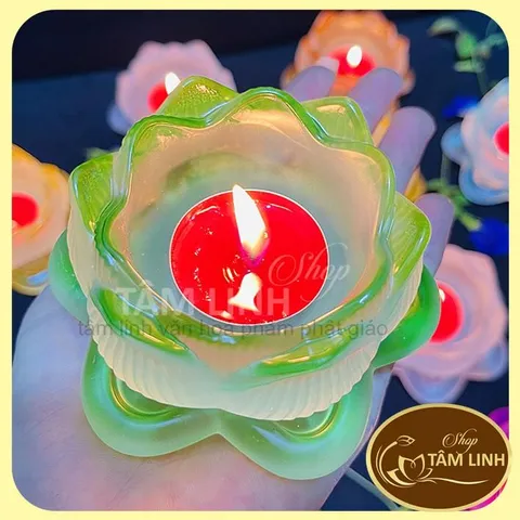 Ảnh Thật Chân Đen Cây Đưng Nên Tealight Hoa Sen Thuy Tinh Lưu Ly Nhiêu Mau-Tamlinhngocbao 890745