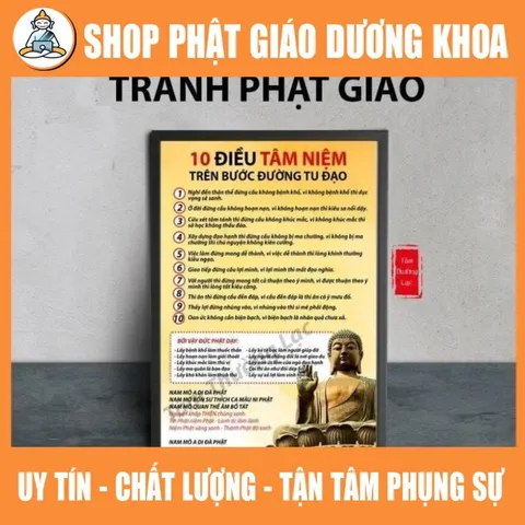 Tranh Phật 10 điều tâm niệm trên bước đường tu đạo, Kinh nhật tụng treo tường để bàn  DƯƠNG KHOA SHOP