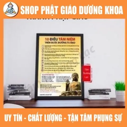 Tranh Phật 10 điều tâm niệm trên bước đường tu đạo, Kinh nhật tụng treo tường để bàn  DƯƠNG KHOA SHOP