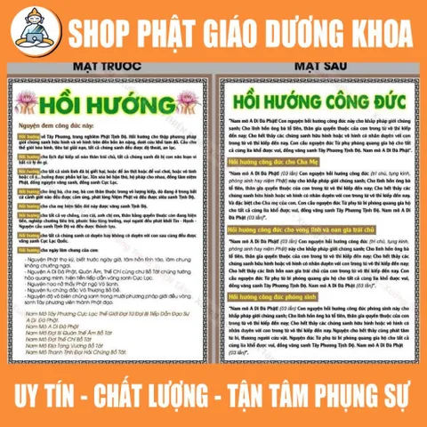 Tờ Chú  Hồi Hướng bằng giấy, IN 2 MẶT, cán ni lông, hình in sắc nét DƯƠNG KHOA SHOP