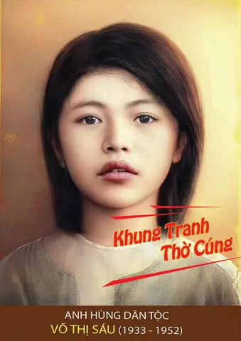 Tranh ảnh thờ Bà Võ Thị Sáu, cô Sáu bền màu + Khung ảnh sáng đẹp kích thước khổ A3, A4, A5