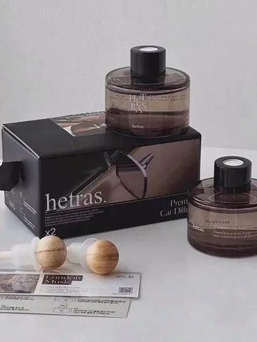 Nước hoa ô tô Hetras Black khử mùi sang trọng, set 2 chai 77ml hương thơm cao cấp lưu hương lâu