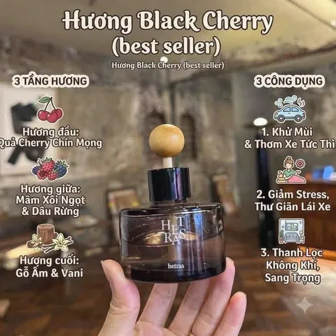 Hetras Black Perfume nước hoa ô tô cao cấp bộ 2 chai 77ml hương thơm sang trọng Chính Hãng Hàn Quốc