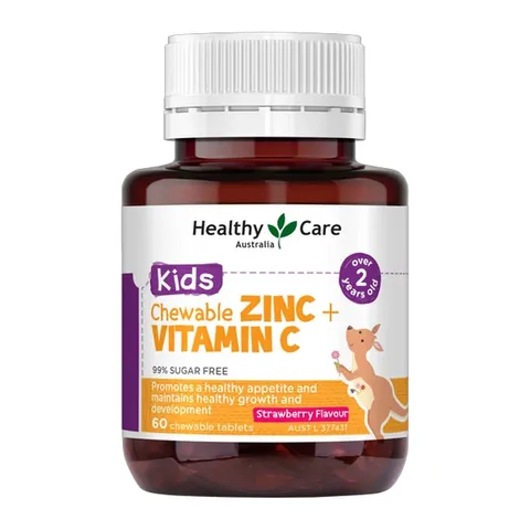 Healthy Care Kids Zinc + Vitamin C - Kích thích cảm giác thèm ăn hỗ trợ tăng cường hệ miễn dịch cho trẻ chính hãng Úc