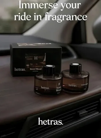 Nước hoa ô tô Hetras Black khử mùi sang trọng, set 2 chai 77ml hương thơm cao cấp lưu hương lâu