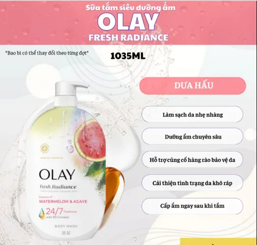 Sữa Tắm Olay Fresh Radiance dưỡng sáng da mịn màng 1035ml Chính Hãng Mỹ