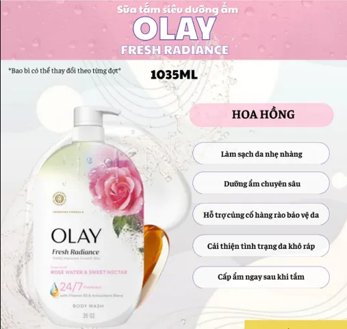 Sữa Tắm Olay Fresh Radiance dưỡng sáng da mịn màng 1035ml Chính Hãng Mỹ