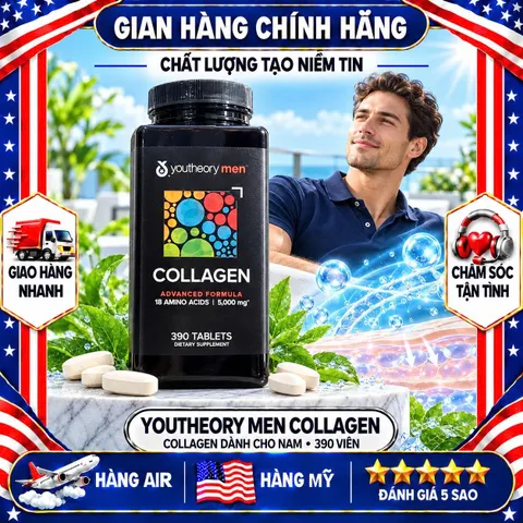 VIÊN UỐNG COLLAGEN CHO NAM YOUTHEORY MEN MỸ HỘP 390 VIÊN