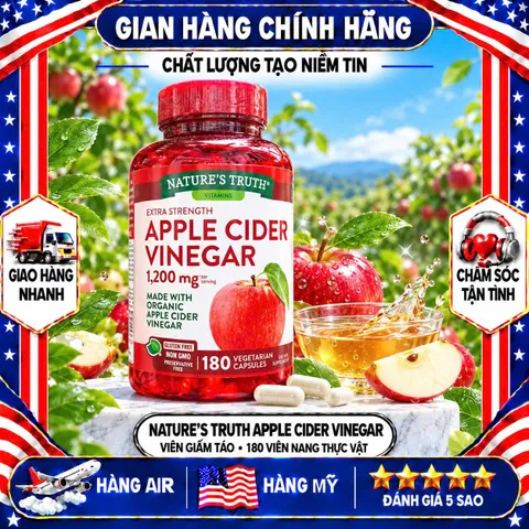 VIÊN GIẤM TÁO HỮU CƠ NATURE'S TRUTH APPLE CIDER VINEGAR MỸ 180V