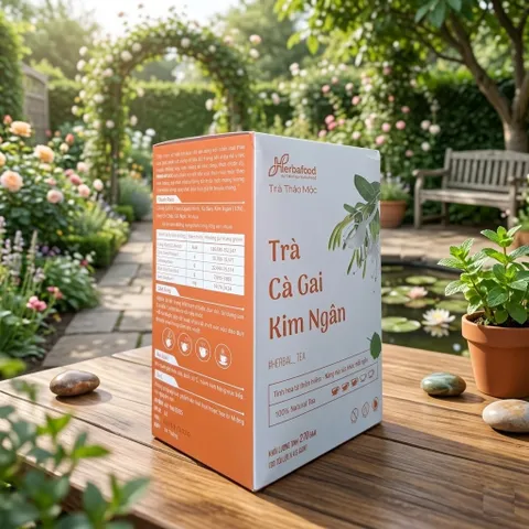 Trà Cà Gai Kim Ngân Herbafood - Hỗ trợ thanh nhiệt, giải độc gan - (Hộp 60 túi lọc 4,5g)