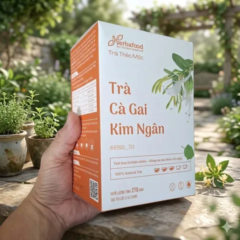 Trà Cà Gai Kim Ngân Herbafood - Hỗ trợ thanh nhiệt, giải độc gan - (Hộp 60 túi lọc 4,5g)