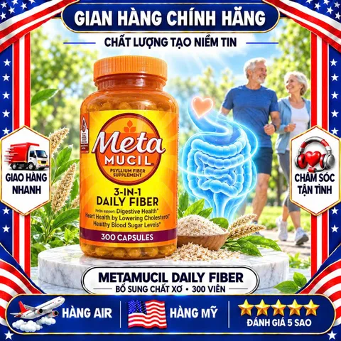 VIÊN UỐNG BỔ SUNG CHẤT XƠ METAMUCIL 3-IN-1 FIBER MỸ HỘP 300 VIÊN