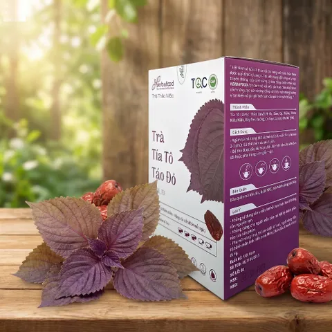 Trà Tía Tô Táo Đỏ Herbafood - Hỗ Trợ Đào Thải Acid Uric, Thanh Lọc Cơ Thể (Hộp 60 Túi Lọc x 4.5g)