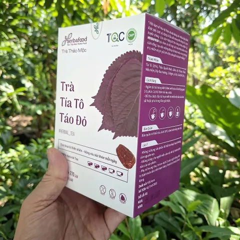 Trà Tía Tô Táo Đỏ Herbafood - Hỗ Trợ Đào Thải Acid Uric, Thanh Lọc Cơ Thể (Hộp 60 Túi Lọc x 4.5g)
