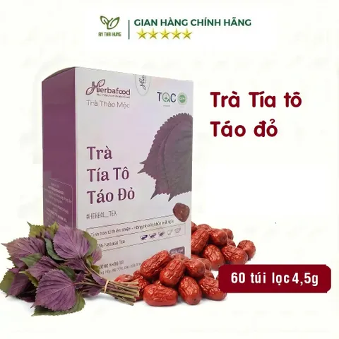 Trà Tía Tô Táo Đỏ Herbafood - Hỗ Trợ Đào Thải Acid Uric, Thanh Lọc Cơ Thể (Hộp 60 Túi Lọc x 4.5g)
