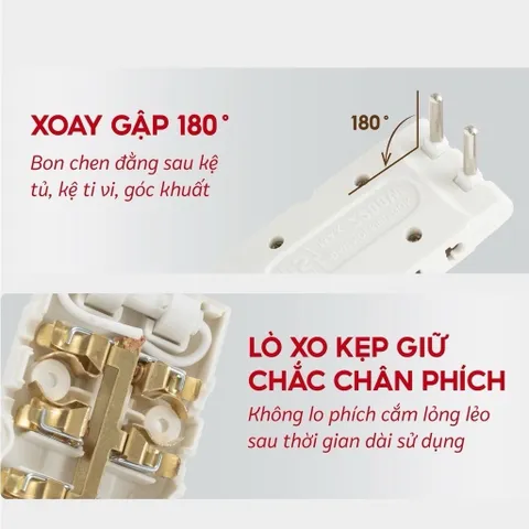 Ổ Cắm Chia Điện Đa Năng 2200W SOPOKA Xoay 180 Độ, Nhiều Lỗ Cắm, Dùng Cho Ti Vi, Tủ Lạnh, Quạt, Đèn Bảo Hành 2 Năm