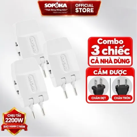 Ổ Cắm Chia Điện Đa Năng 2200W SOPOKA Xoay 180 Độ, Nhiều Lỗ Cắm, Dùng Cho Ti Vi, Tủ Lạnh, Quạt, Đèn Bảo Hành 2 Năm
