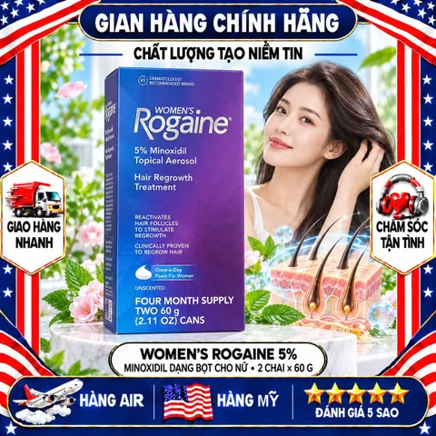 BỌT MỌC TÓC CHO NỮ WOMEN'S ROGAINE 5% MINOXIDIL MỸ HỘP 2 CHAI