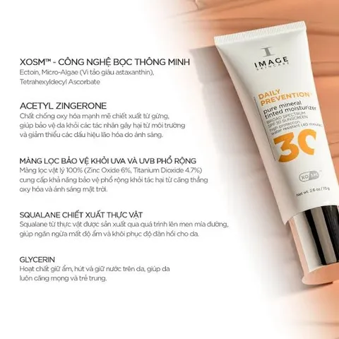 Kem Chống Nắng Image Skincare Daily Prevention Pure Mineral SPF 30 - Dưỡng ẩm, Bảo vệ da nắng, 142g 892098