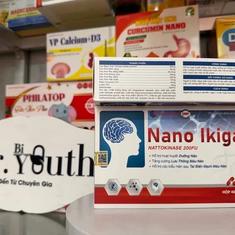 Viên Hoạt Huyết Bổ não Nano lkigai chứa Nattokinase-giảm đau đầu,chóng mặt,rối loạn tiền đình, ngừa đột quỵ Hộp 40 viên